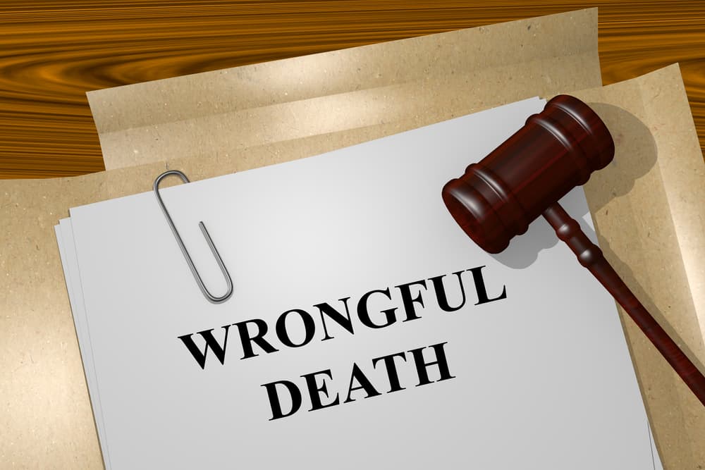 Create an illustration of legal documents featuring the title "Wrongful Death."