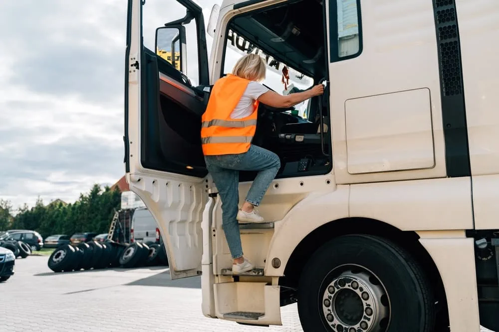 Middle age truck driver woman