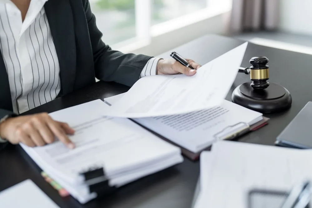 Reviewing legal documents as part of the personal injury lawsuit process