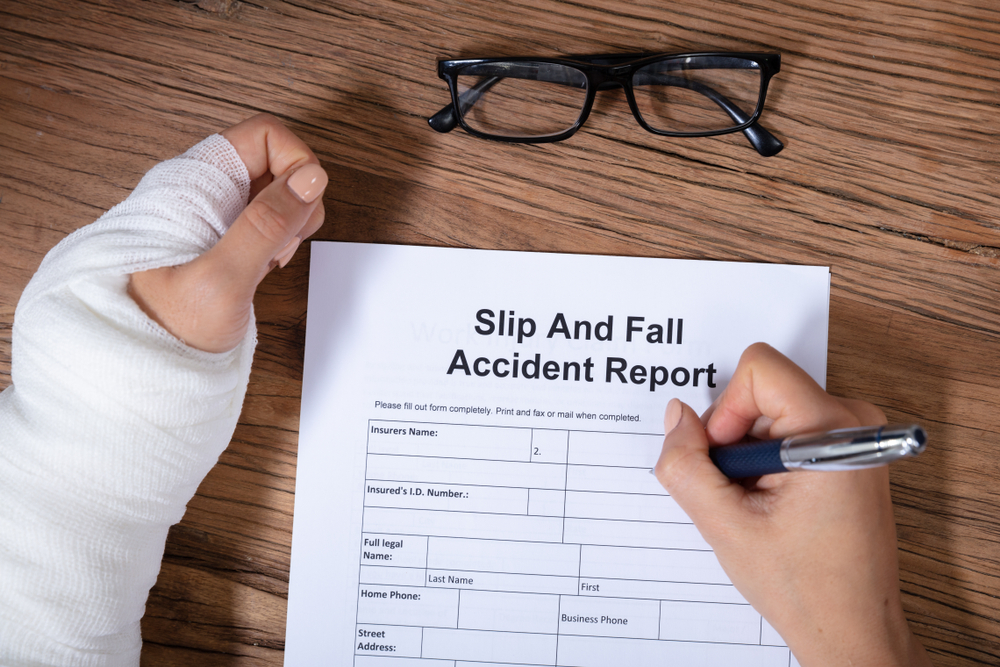 Slip-and-fall accident report form used to document an injury claim