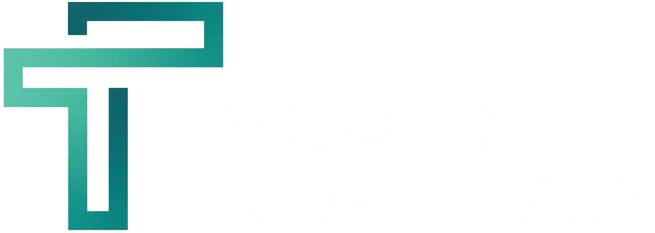 Logo for Tysons Trial Law, featuring a stylized letter "T" in gradient teal, with the firm's name in uppercase white letters to the right.